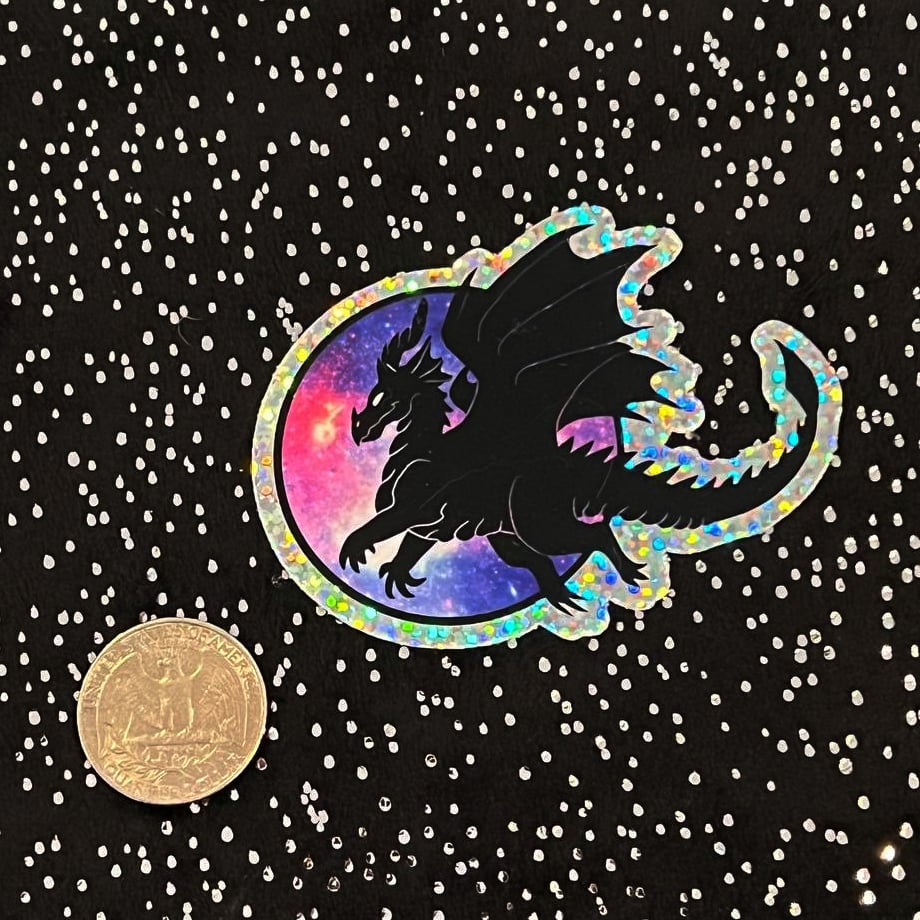 Image of Glitter Vinyl Sticker: Space Dragon