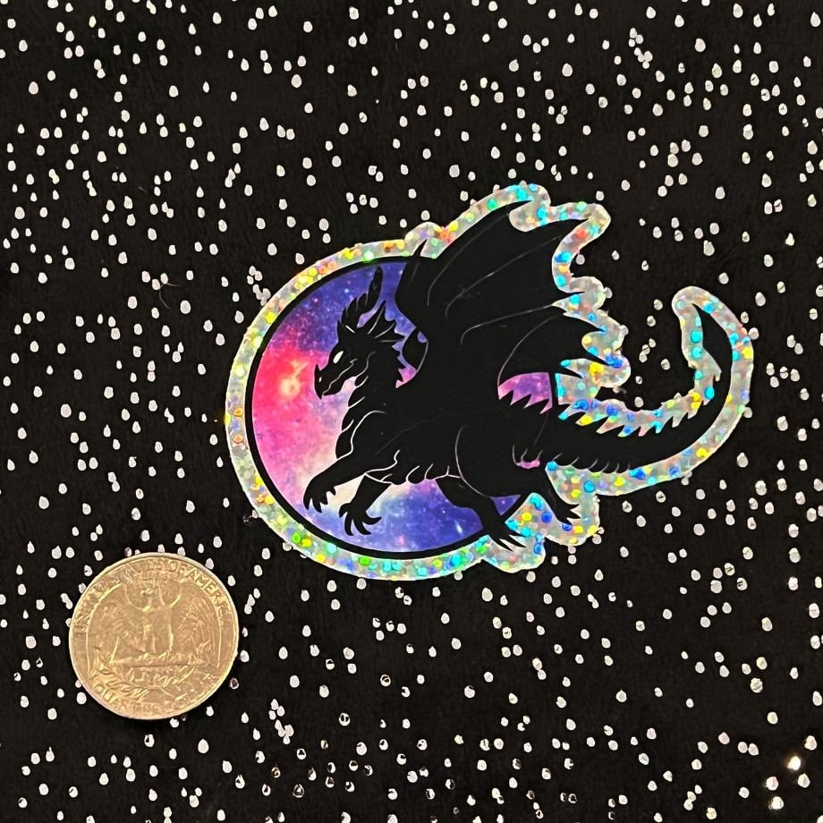 Image of Glitter Sticker: Moon Dragon