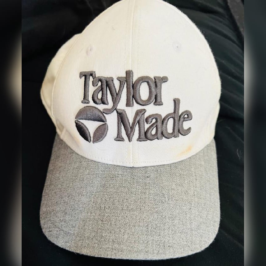 Worn Taylor Made Gray & White Golf Hat + Free Signed 8x10