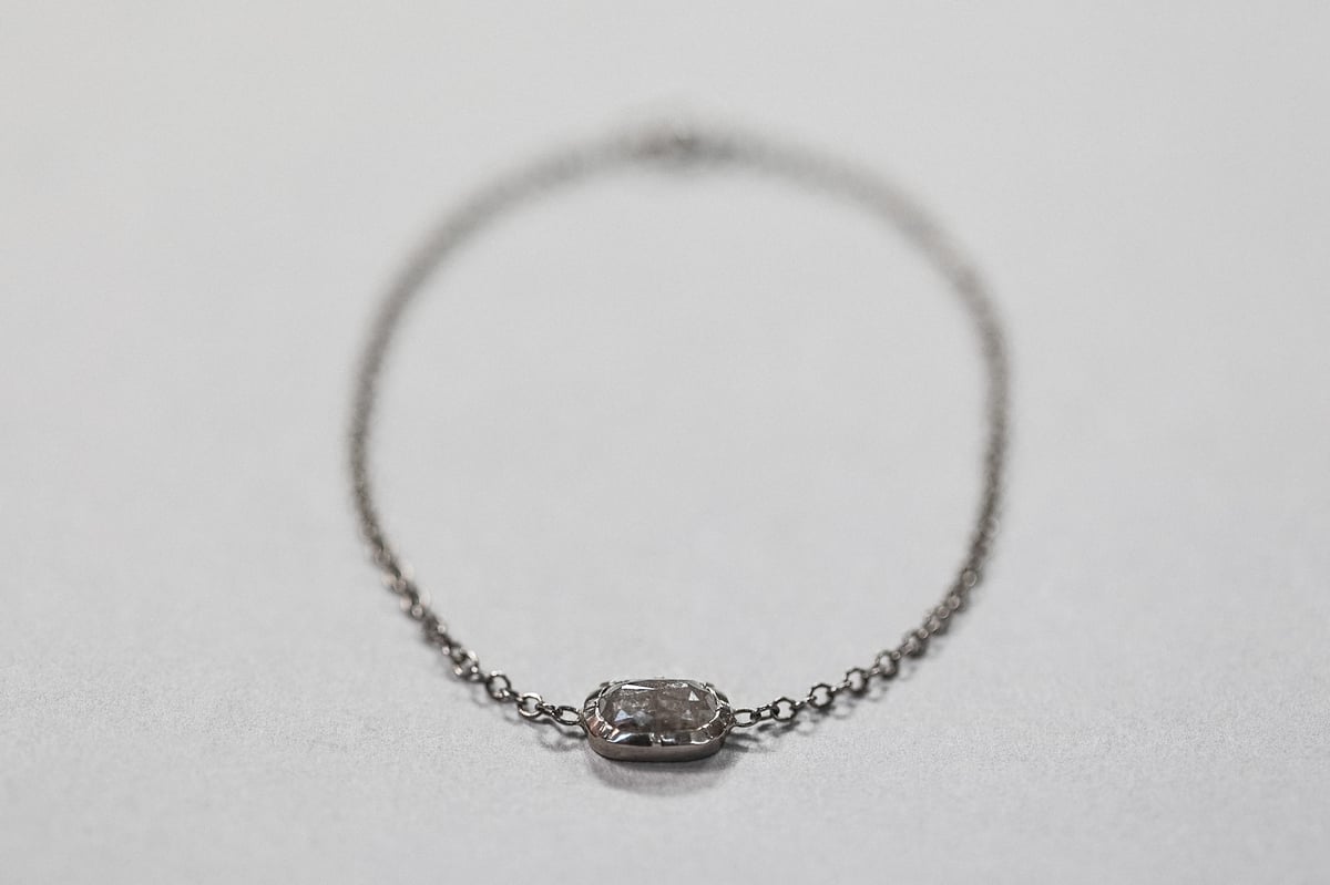 Image of 18ct white gold grey rose-cut diamond bracelet