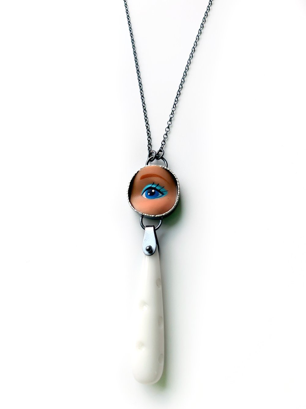 Image of Eye Necklace with White Polka Dot Drop
