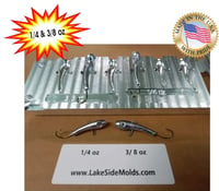 Image 1 of Vertical Jigging Minnow Mold ( 6 cavity ) Size: 1/4 and 3/8 oz Combo Mold ( Kit 100 )