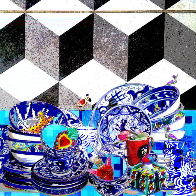 Greeting Pottery & Florals Set of 4 