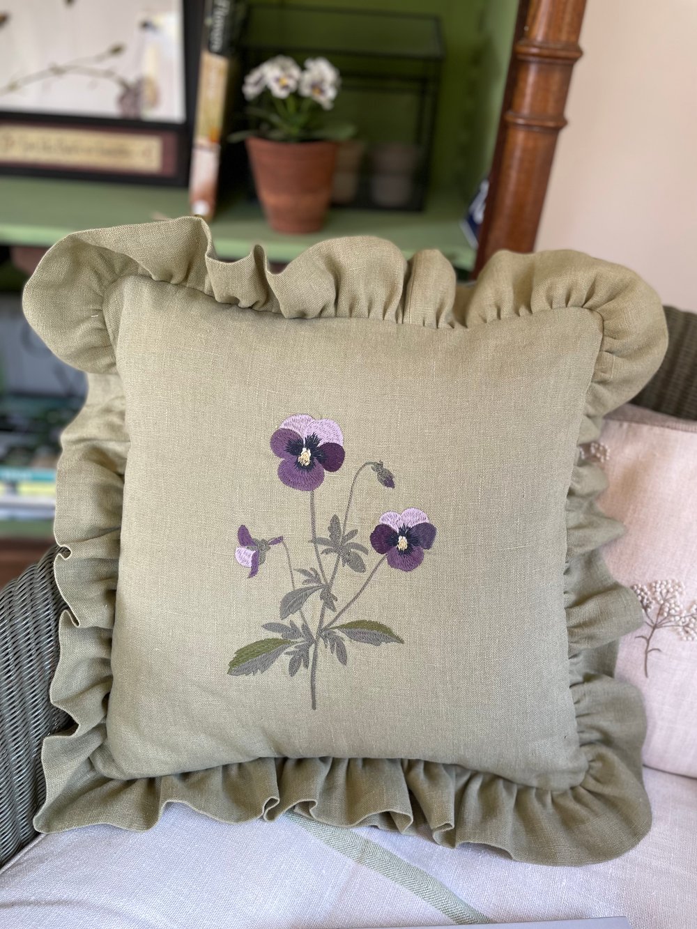 Image of Embroidered Viola Cushion