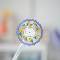 Image 1 of Cat & Flowers sticker