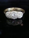 Edwardian Platinum 18ct yellow gold old cut diamond triple cluster ring 0.60ct