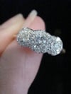 Edwardian Platinum 18ct yellow gold old cut diamond triple cluster ring 0.60ct