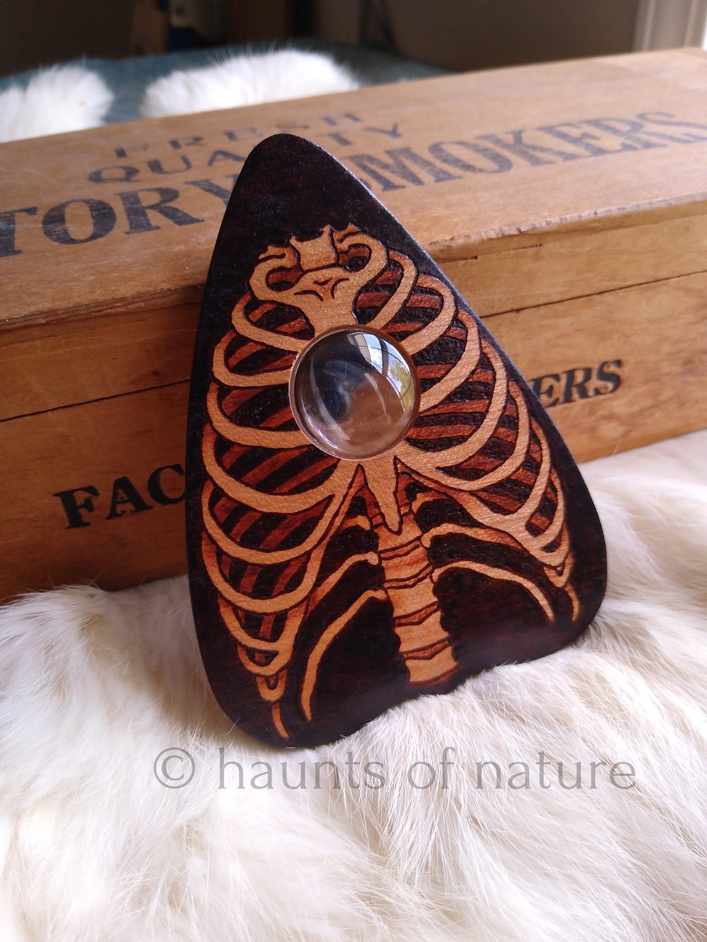 Wood Burned Ouija Planchette: Ribcage