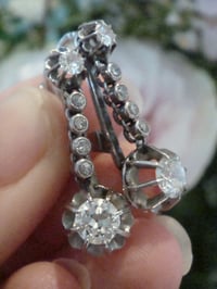 Image 2 of EDWARDIAN FRENCH 18CT PLATINUM TRANSITIONAL CUT DIAMOND 1.65ct DROP EARRINGS