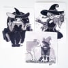 Witches & Familiars - Cow, Gecko & Snake  - Original Ink Paintings