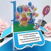 Image 3 of Personalised Winnie Pooh Pop Up Card Box, Personalised Winnie Pooh Centrepiece (ANY AGE)
