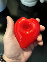 Image 2 of Heavy Red Glass, Heart-Shaped Pipe, Beautiful Glass Smoking Bowl, Tobacco Bowl  