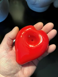 Image 4 of Heavy Red Glass, Heart-Shaped Pipe, Beautiful Glass Smoking Bowl, Tobacco Bowl  