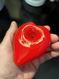 Image 5 of Heavy Red Glass, Heart-Shaped Pipe, Beautiful Glass Smoking Bowl, Tobacco Bowl  