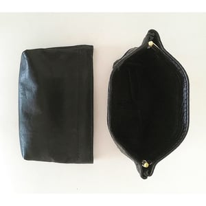 Image of black, yellow and  navy  facile spring frame pouch*