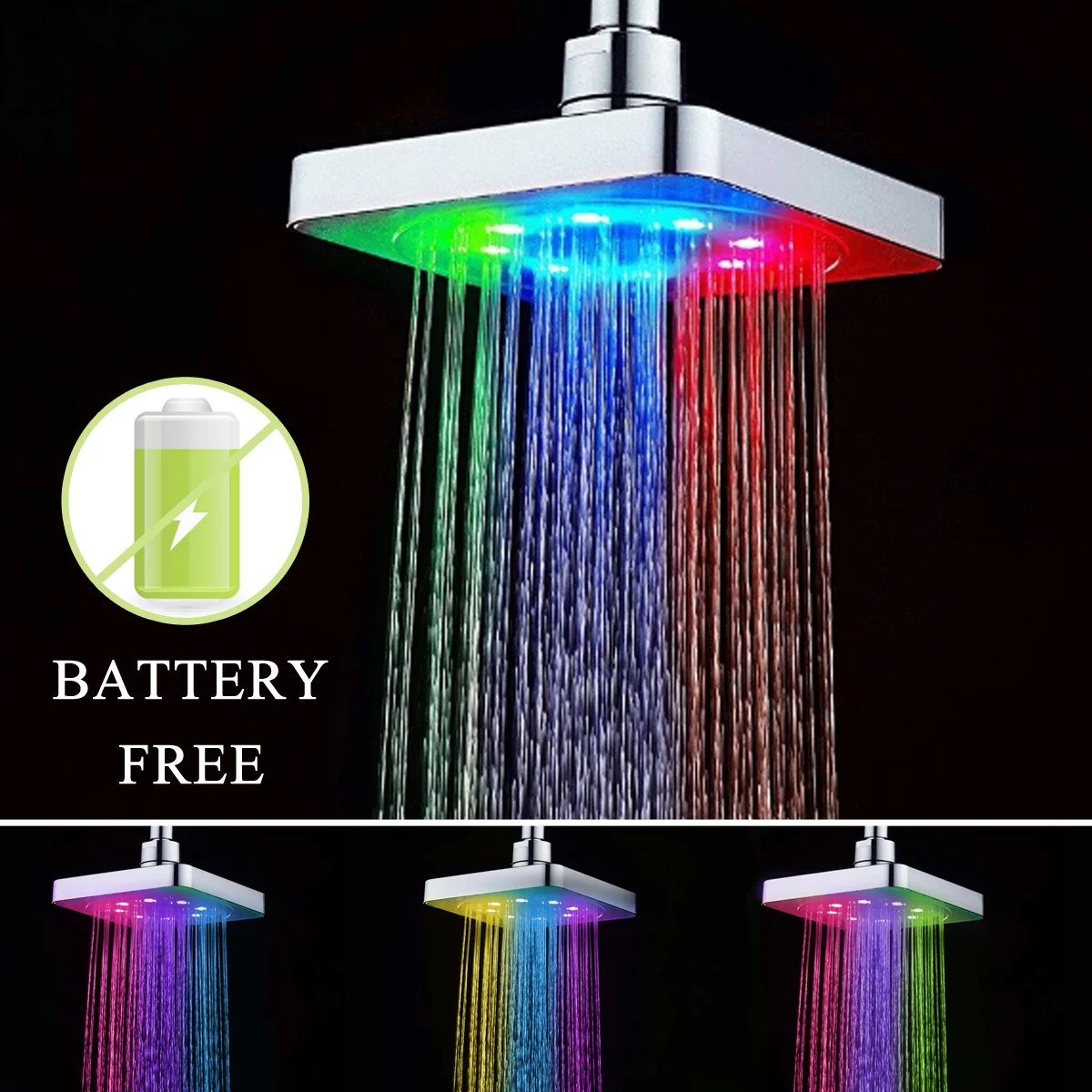 head shower with light