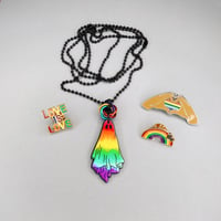 Rainbow Moebius + Ghost Pendant