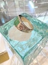 14k solid gold rectangle Jade Hawaiian scroll ring