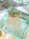 14k solid gold rectangle Jade Hawaiian scroll ring