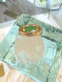 Image 3 of 14k solid gold rectangle Jade Hawaiian scroll ring