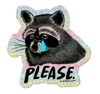Big Sad Raccoon - Die Cut Glitter Sticker
