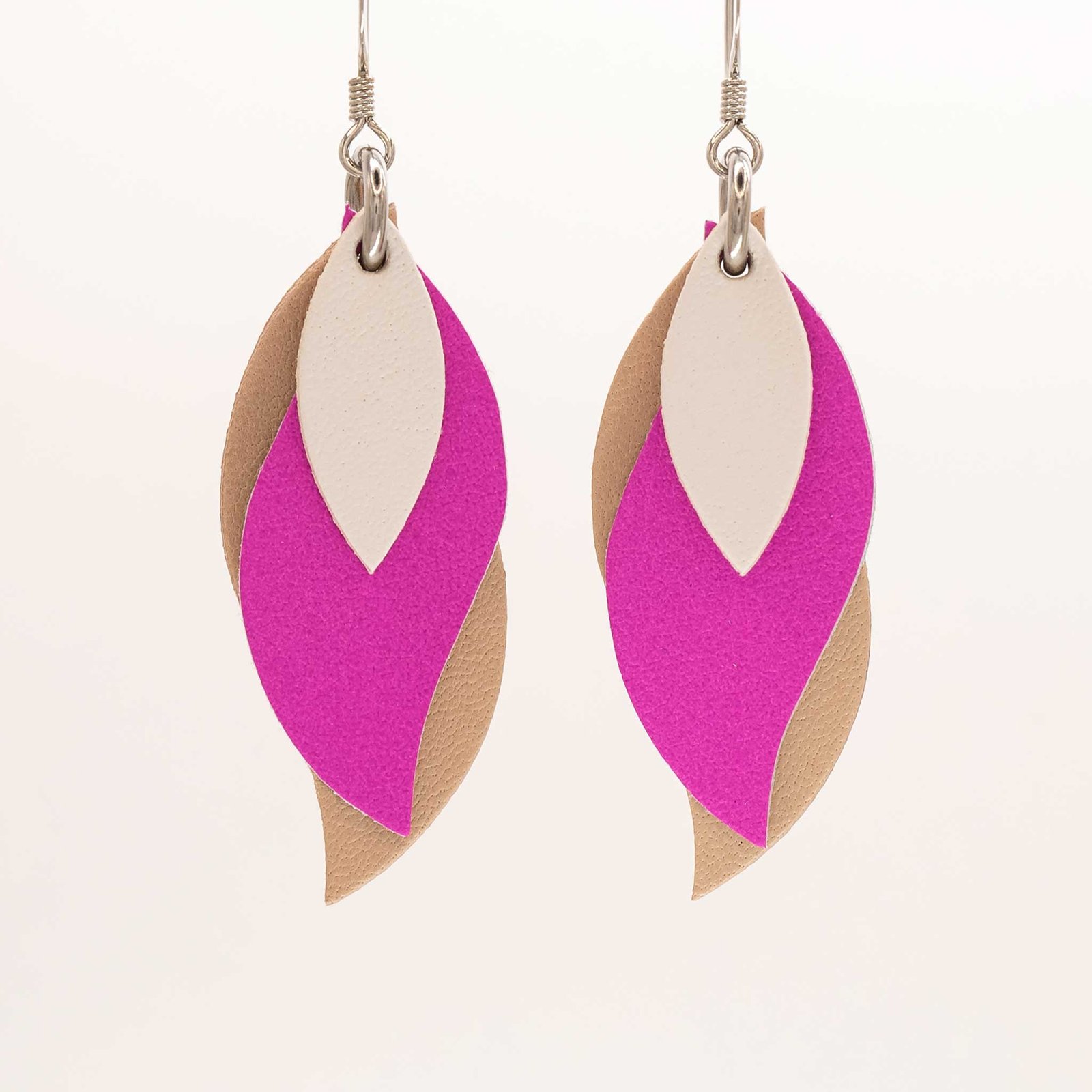 Hot pink clearance leather earrings