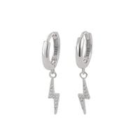 Image 2 of Lightning Bolt Hoop Earrings in Cubic Zirconia (925 Silver)