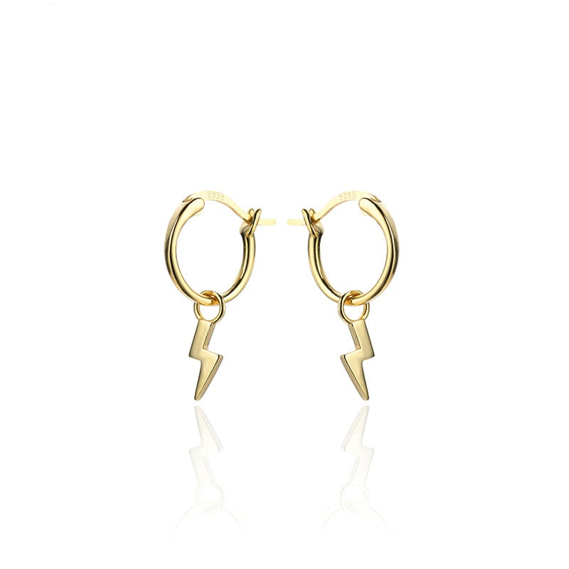 Classic Lightning Bolt Hoop Earrings (Silver 925)