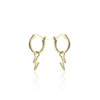 Image 2 of Classic Lightning Bolt Hoop Earrings (Silver 925)