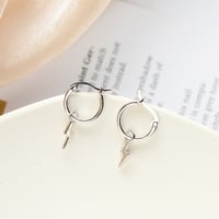 Image 3 of Classic Lightning Bolt Hoop Earrings (Silver 925)