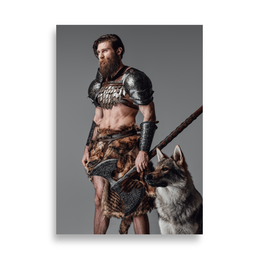 Image of Poster Viking Warrior & Wolf - Sweyn Forkbeard