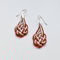 Image 2 of Celtic Knot Earrings in Woven Leather Cord