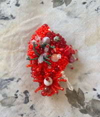 Image 1 of Hand embellished crystal, semi precious stone and fresh water pearl cluster brooch