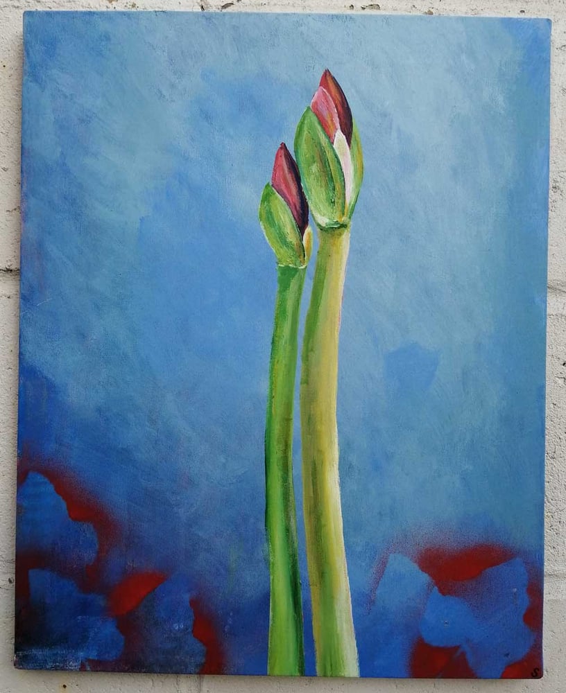 Image of SEAN WORRALL - This Year’s Amaryllis, Part 1 (2022) – acrylic on canvas, 40cm x 50cm x 1cm