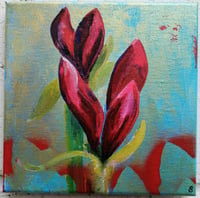 Image 2 of SEAN WORRALL - This Year’s Amaryllis, Part 3 (2022) – acrylic on canvas, 20cm x 20cm x 1cm.