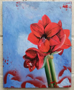 Image of SEAN WORRALL - This Year’s Amaryllis, Part 5 (2022) – acrylic on canvas, 40cm x 50cm x 1cm.  