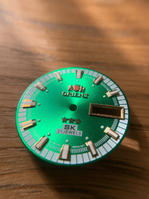 Image of ORIENT SK 21j 3 Star Mens N.O.S 2/tone GREEN Dial+ parts,New,