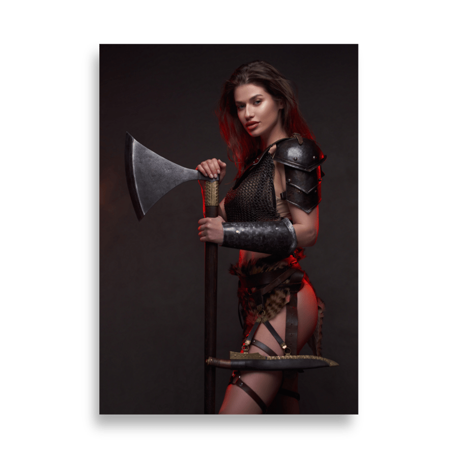 Image of Poster Shield-maiden with Axe - Sweyn Forkbeard