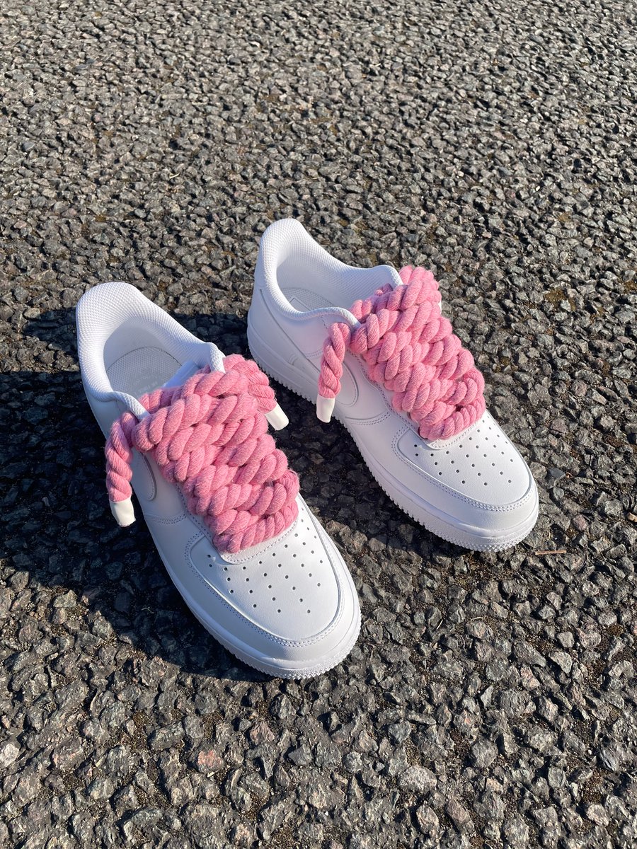 Custom Air Force 1 Pink CDG White Off-White Laces  Nike shoes air force,  Custom air force 1, All white sneakers