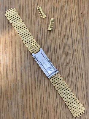 Image of Omega 18mm Gold Plated colour rice bead strap / bracelet / band with curved buckle