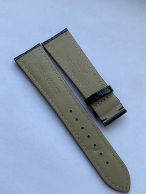 Image of Breitling Black  22mm Water Proof Premium Leather Strap in Black For Breitling Watches Without clasp