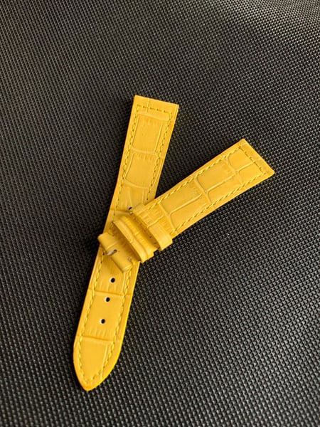 Image of Frank muller watch band yellow 19mm/16  colour leather strap without buckle