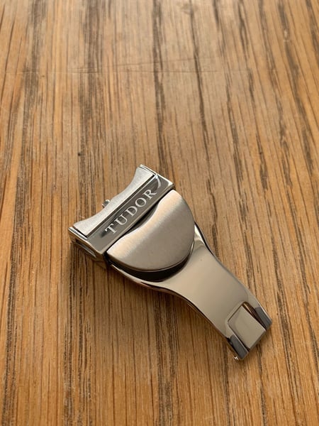 Image of New 18mm stainless steel deployment clasp buckle for Tudor watch strap.
