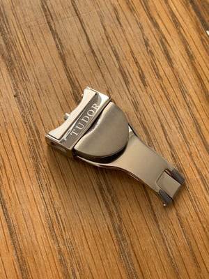Image of New 18mm stainless steel deployment clasp buckle for Tudor watch strap.