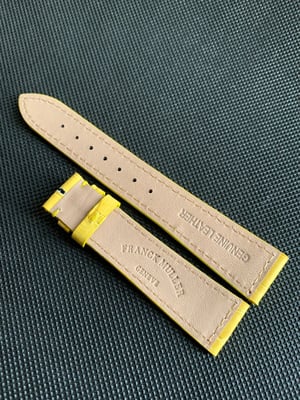 Image of Frank muller watch band yellow 19mm/16 colour leather strap without buckle