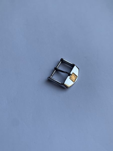 Image of rare stainless steel gold logo omega watch strap band bracelet buckle,16mm