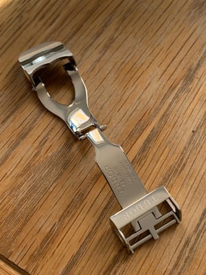 Image of New 18mm stainless steel deployment clasp buckle for Tudor watch strap.