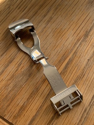 Image of New 18mm stainless steel deployment clasp buckle for Tudor watch strap.