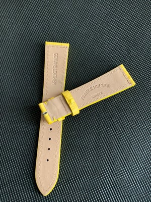 Image of Frank muller watch band yellow 19mm/16 colour leather strap without buckle