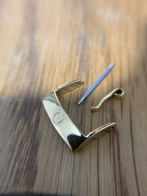 Image of omega Yellow gold plated engraved watch strap buckle,sizes -18mm.NEW